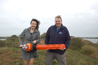 Holiday Extras donate hedge trimmer to RSPB Dungeness Nature reserve