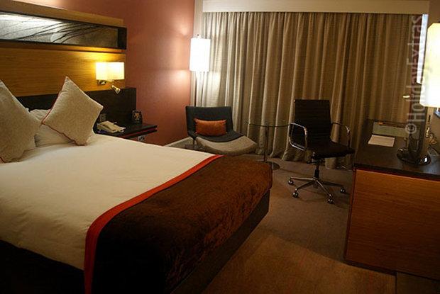 A luxurious room at the Gatwick Hilton