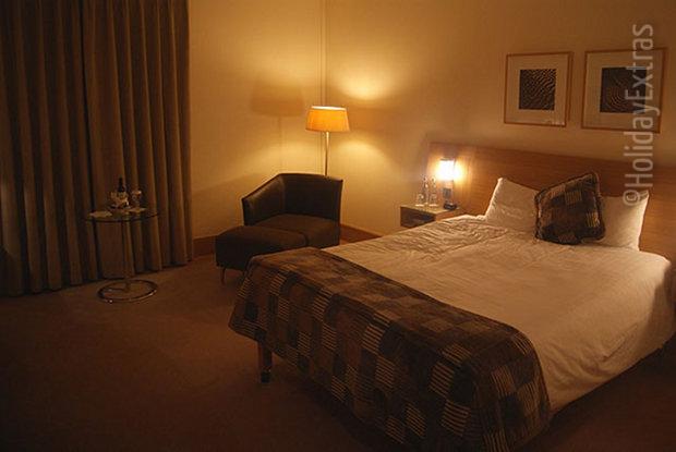 An example of a stylish executive room at the Gatwick Hilton