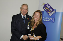 Sally Hetherington accepts the runner up award for best airline for value for money on behalf of Jet2
