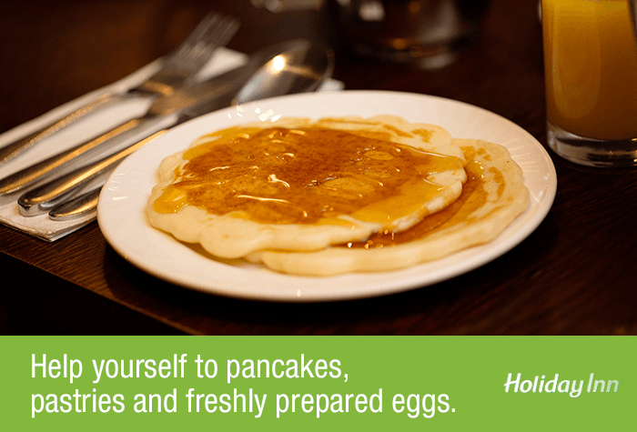 Pancakes at the Glasgow Airport Holiday Inn